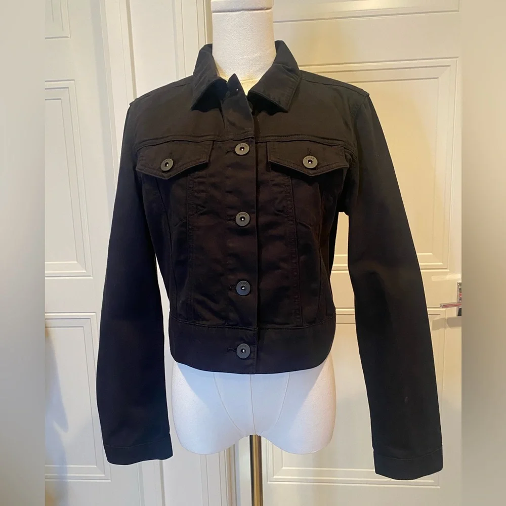 PAIGE Black Denim-Style Jacket NWT Small Luxury Cotton - Picture 1 of 7